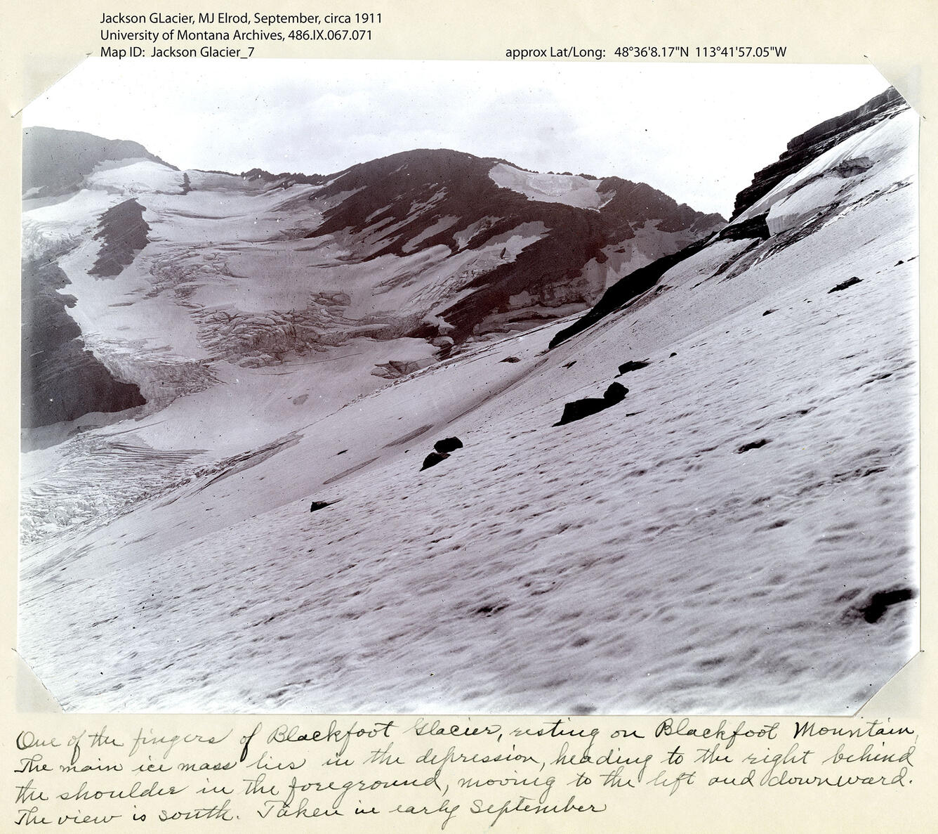 Jackson Glacier in Glacier National Park, circa 1911.  Image 7 of 8.