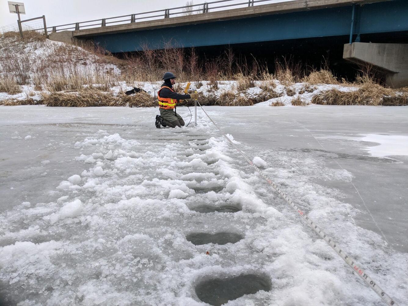 Laramie River Ice Measurement