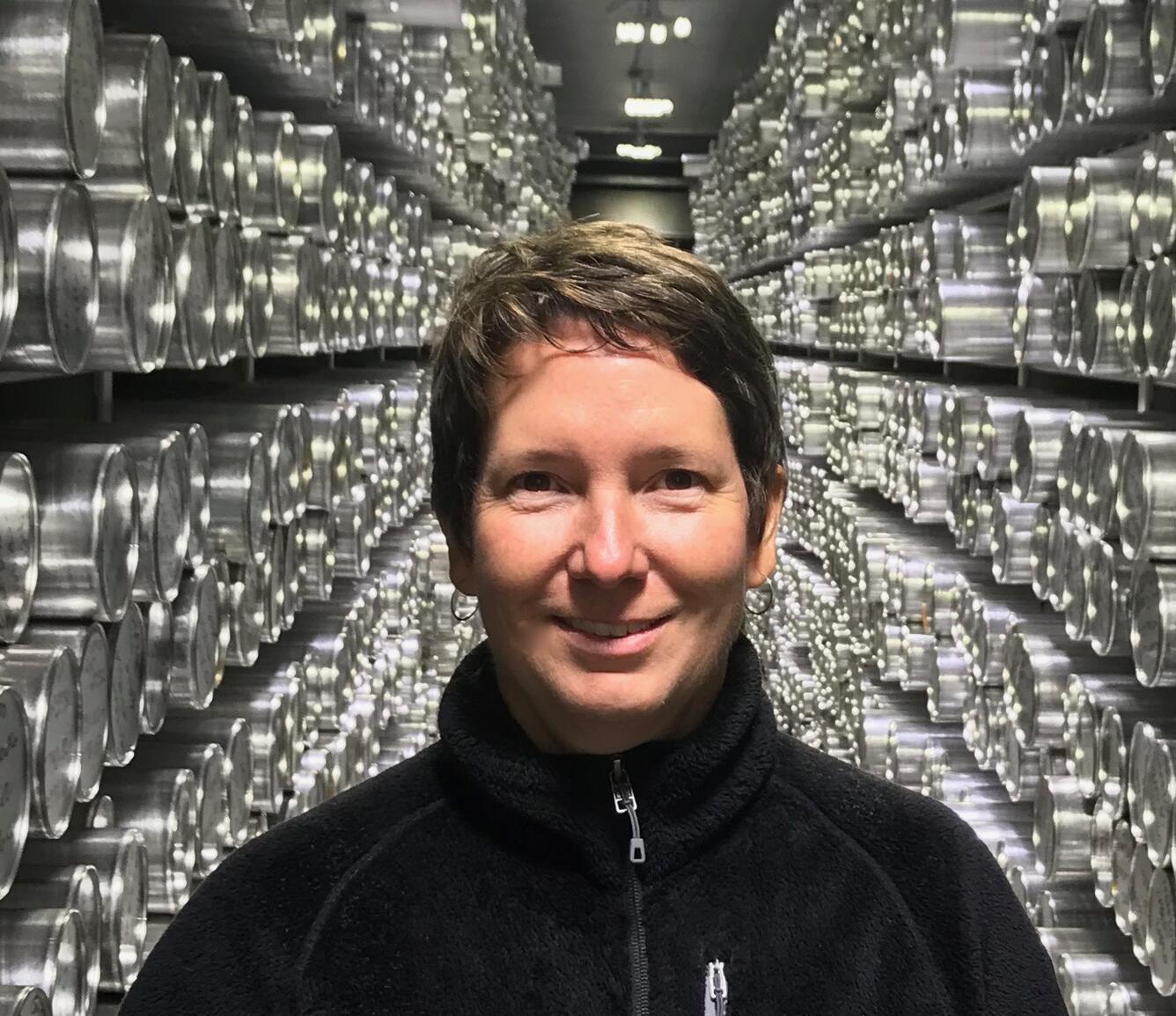 Dr. Lindsay Powers photographed in the NSF Ice Core Facility