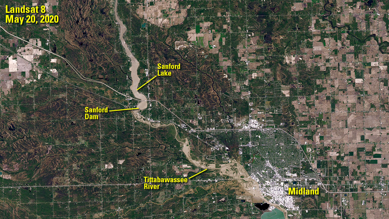 Landsat 8 image of Midland, MI