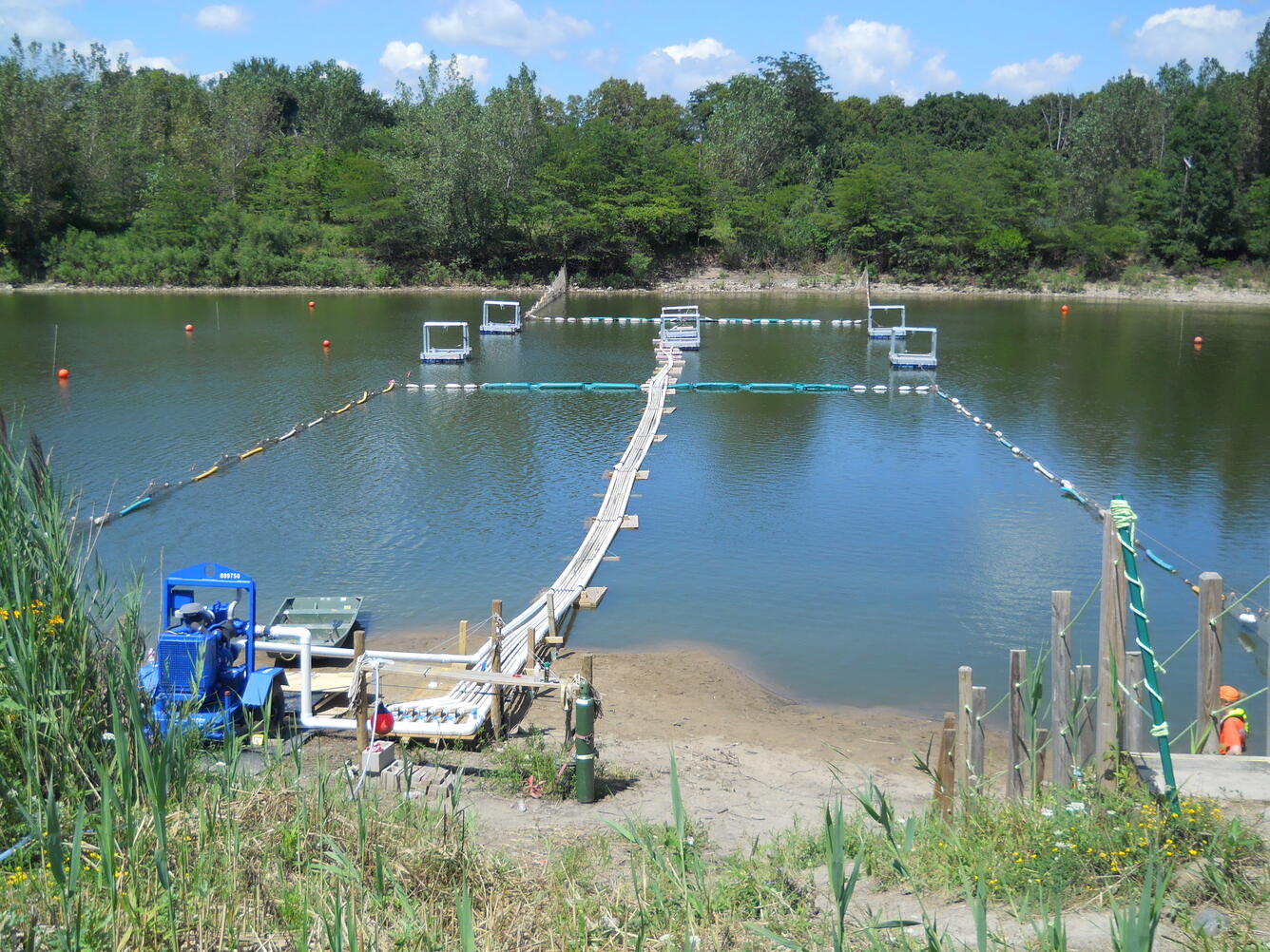 Manifold system to evaluate CO2 as a fish deterrent in Morris, Illinois