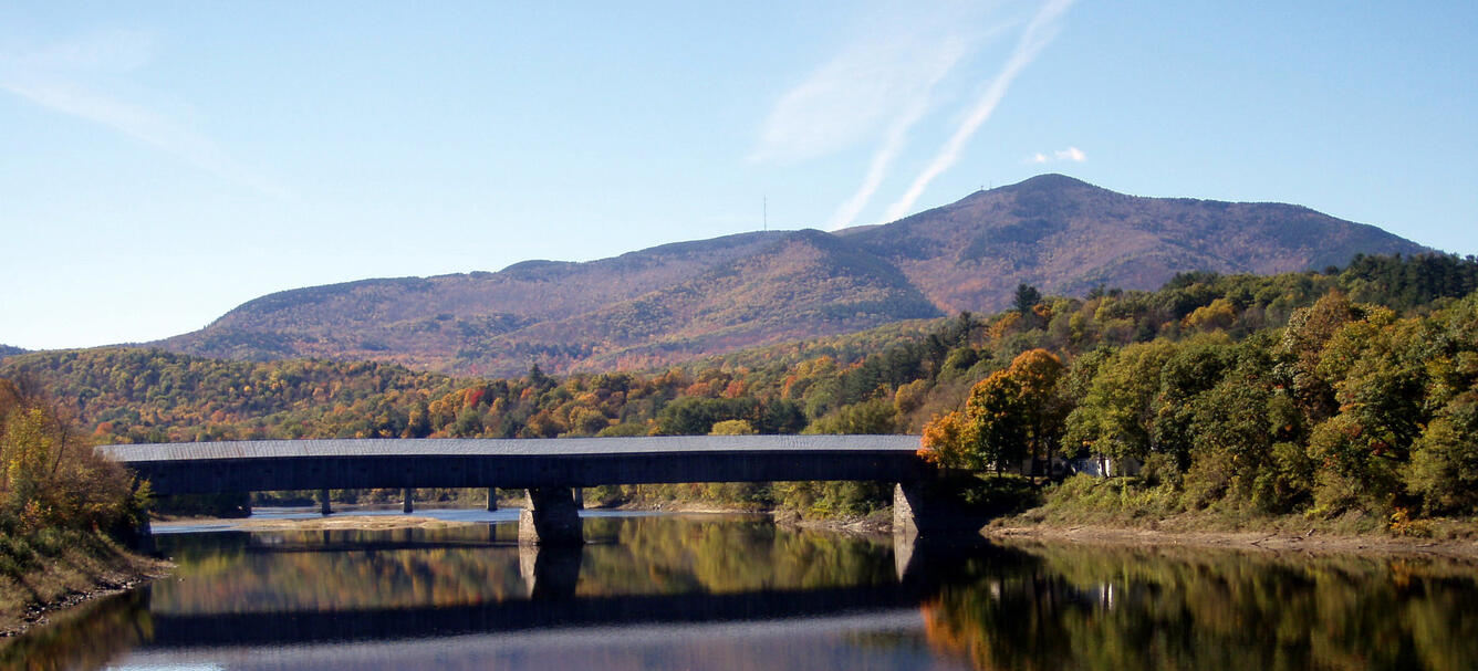 View of Mount Ascutney, Connecticut River, and Cornish-Windsor Bridge