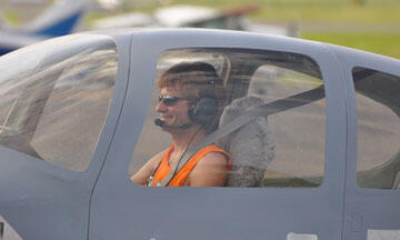 Doug Nebert in his plane