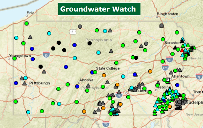 Screenshot of Groundwater Watch for Pennsylvania