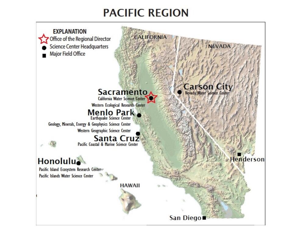 Pacific Region Map with Science Centers and Major Offices 2