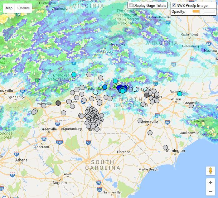 Image of North Carolina precipitation map