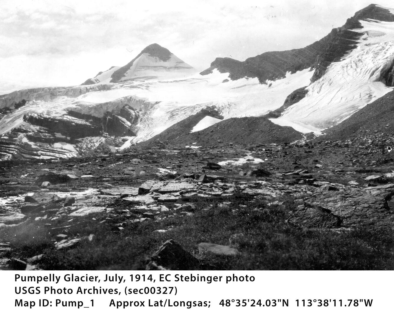 Pumpelly Glacier in Glacier National park circa 1914, Image 1 of 3