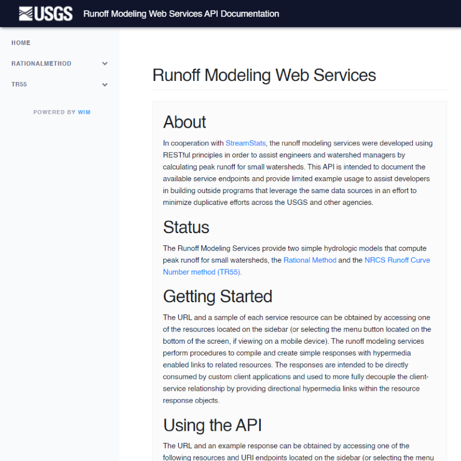 Runoff Modeling Services API Documentation