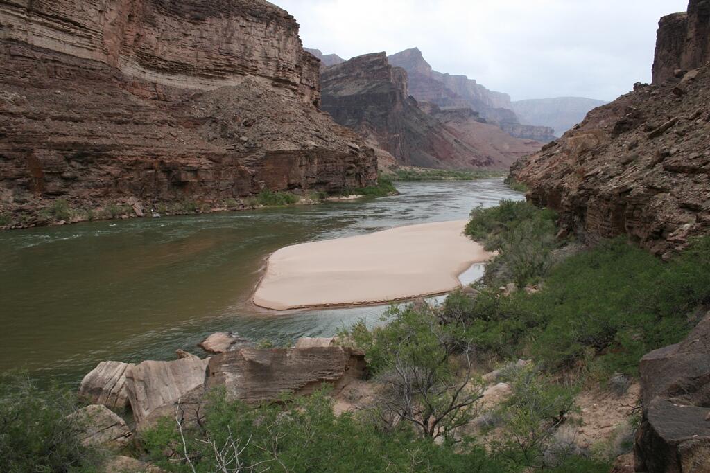 Photo of sandbar on the Colorado River in Grand Canyon
