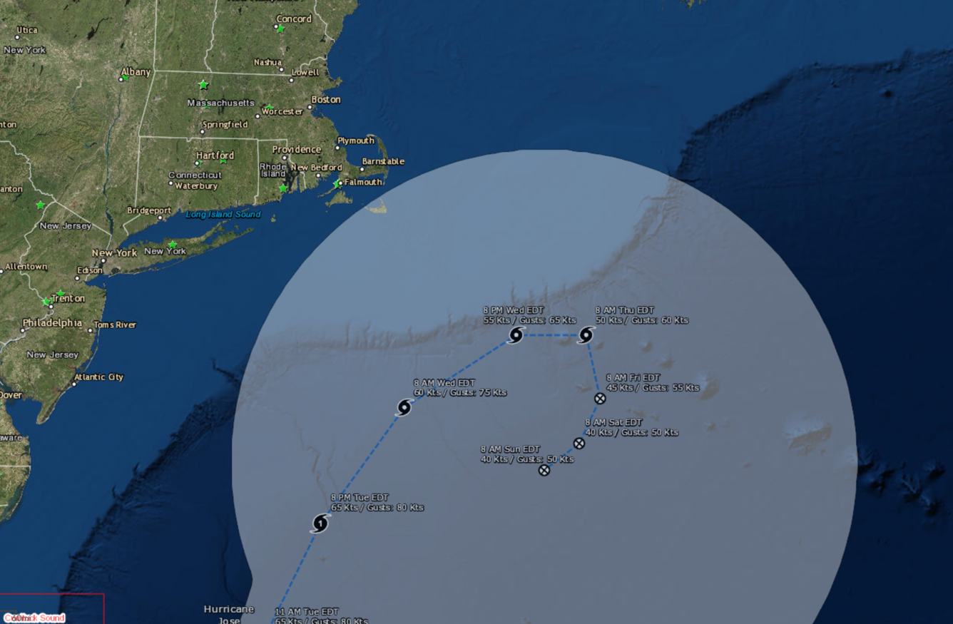 Event Support Map screenshot for Hurricane Jose