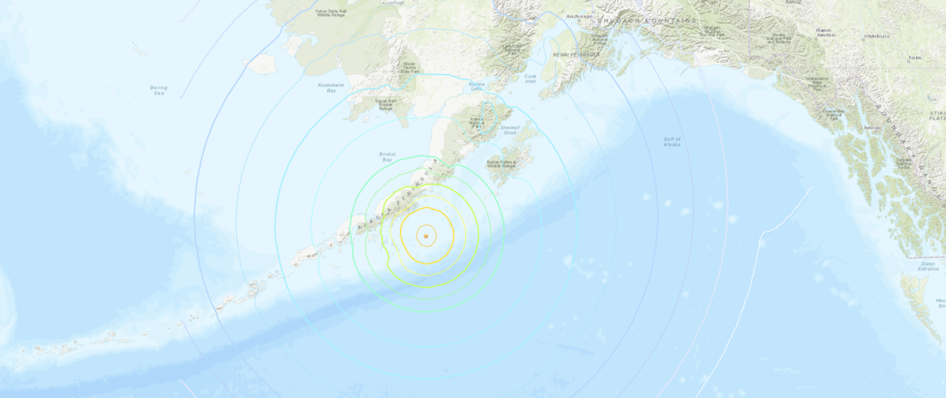 July 28, 2021 Alaska 8.2 earthquake screen shot