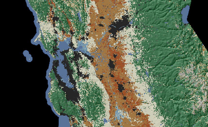 Animated gif showing Land-cover change in California Bay Area