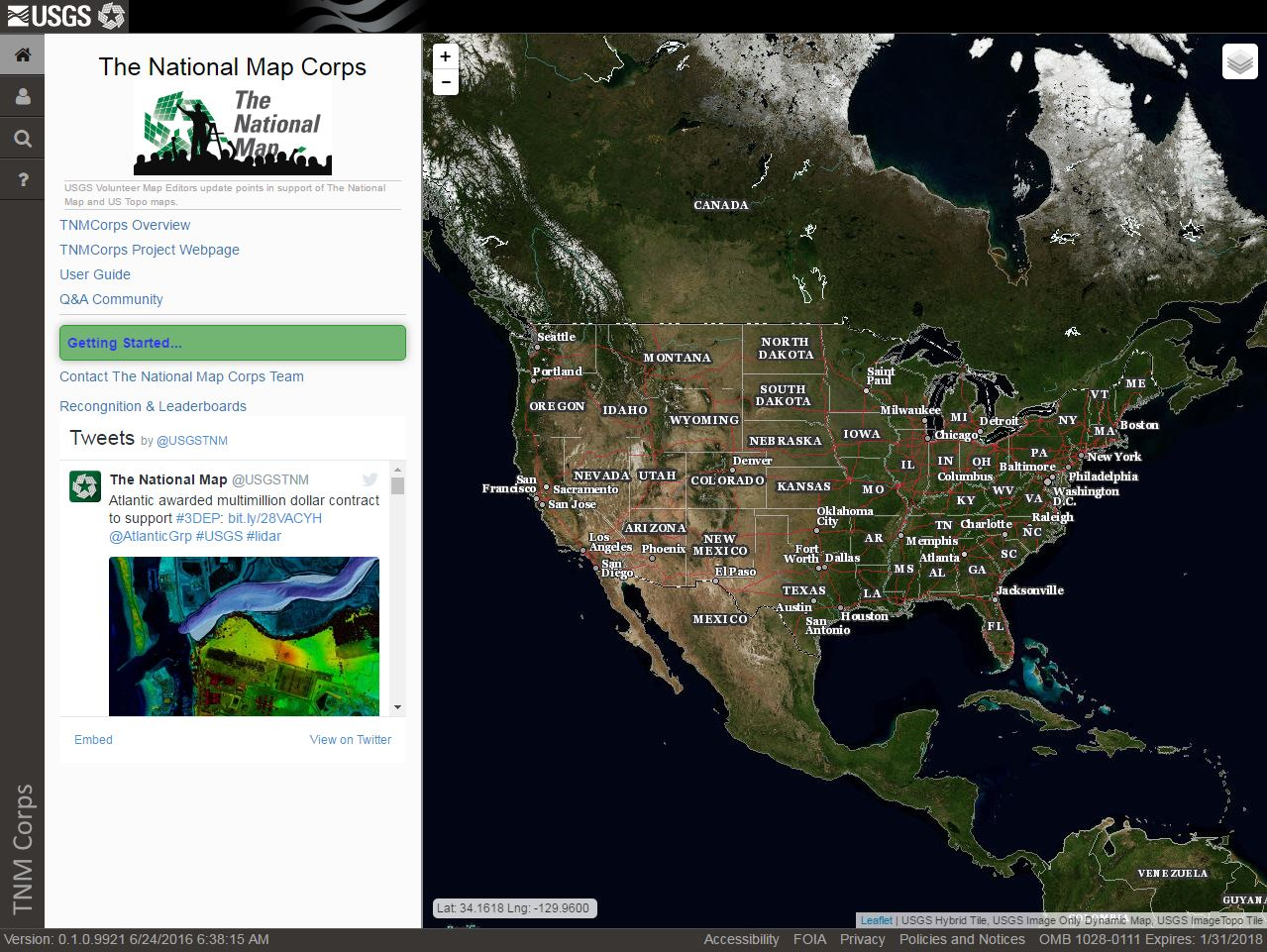 Screen shot of the new TNMCorps map editor homepage 