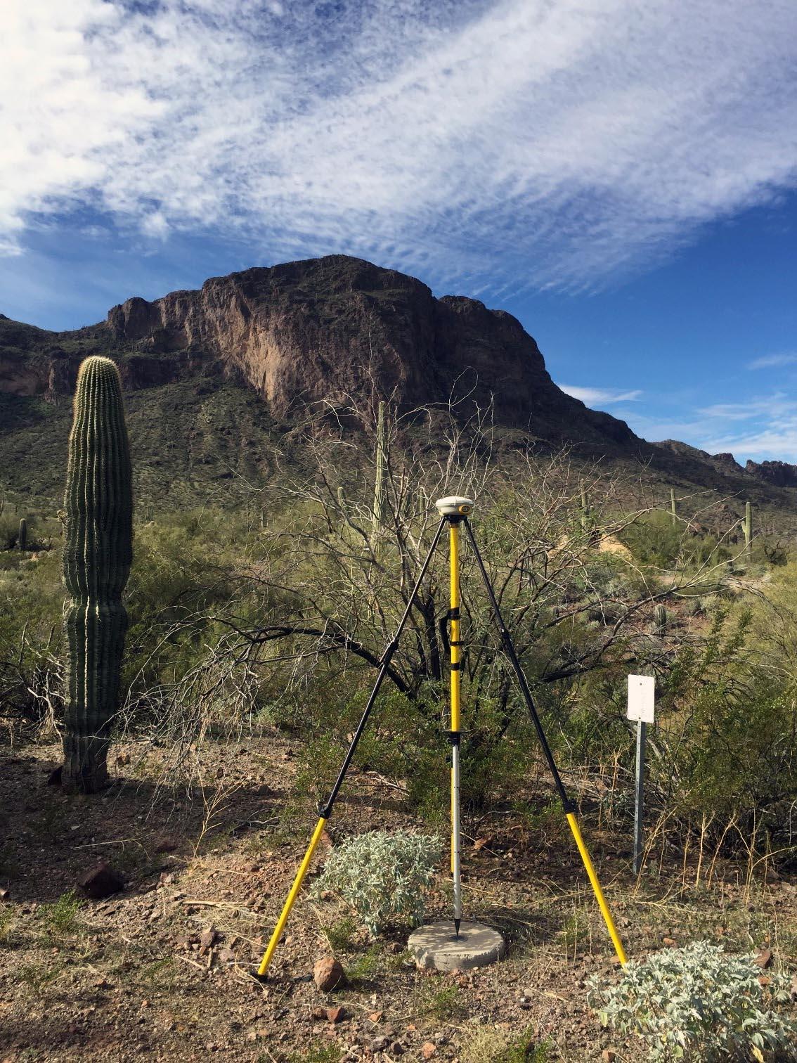 Equipment collecting Global Navigation Satellite System (GNSS) data near Tucson, Arizona