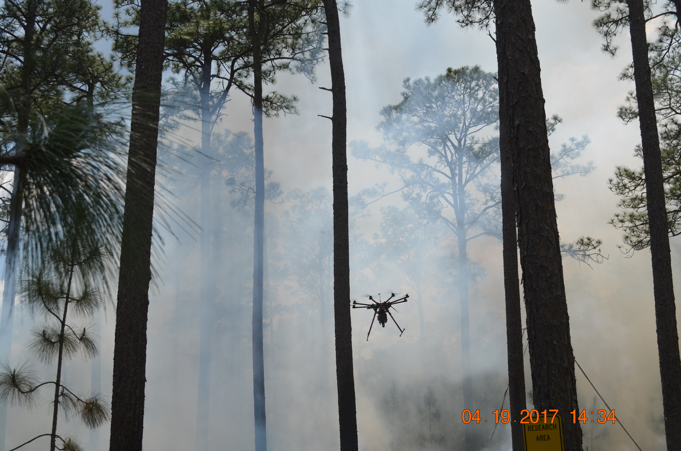 Sampling a prescribed fire at Tall Timbers Research Station, Florida.  The U.S. Environmental Protection Agency’s Office of Rese