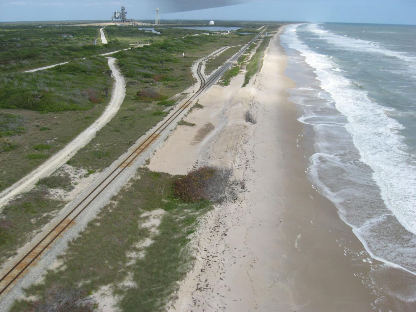 Low dunes near Cape Canaveral launch pads 39A and 39B often overwash during storm events