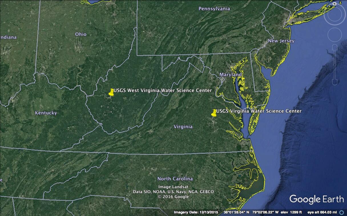 VA and WV Science Center Locations Map