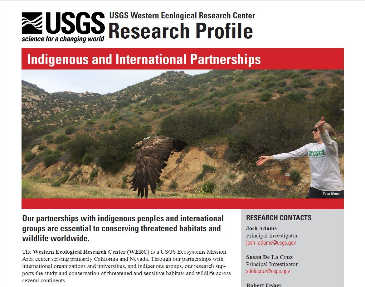 Screenshot of the USGS handout on indigenous and international partnerships.