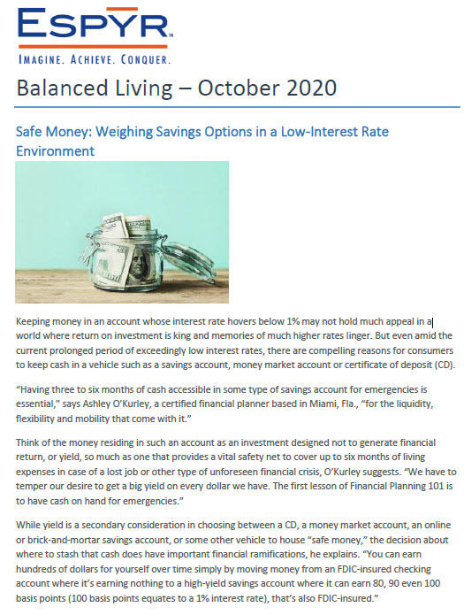 Balanced Living Newsletter October 2020 front cover