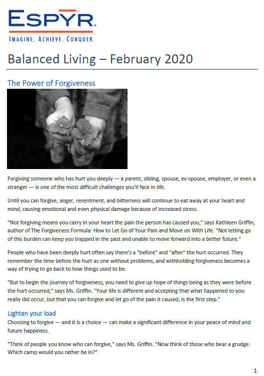 February 2020 Balanced Living Newsletter front cover