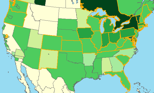 Breeding bird atlas states