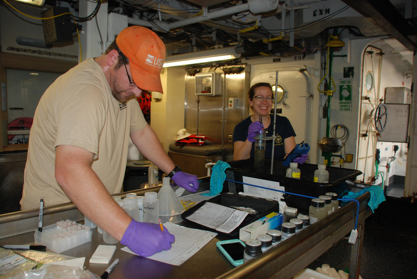 lab work aboard Pisces