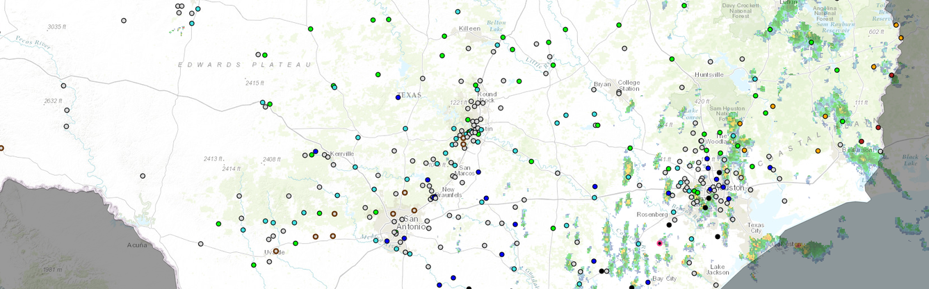 Screen shot from the Texas water dashboard