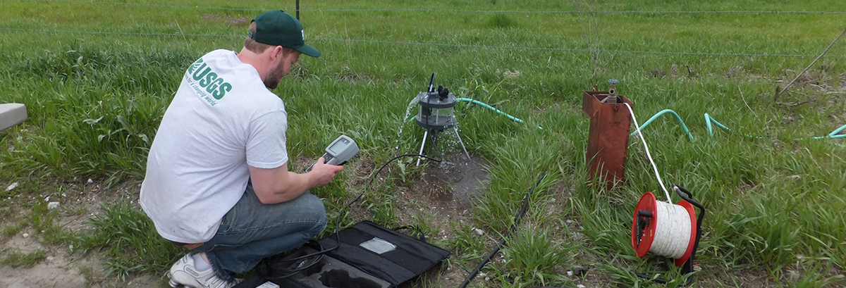 Collecting water-quality samples from a well in Nebraska