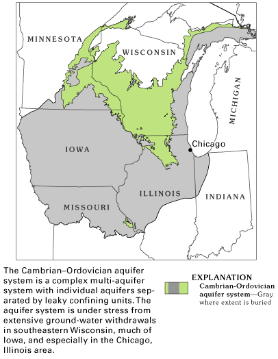 Map showing the Cambrian-Ordovician aquifer system