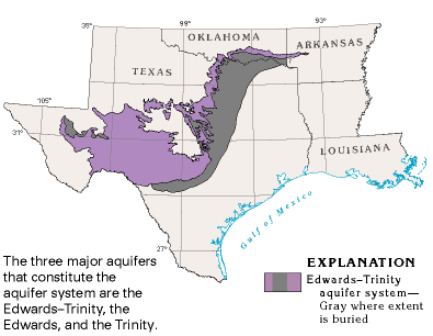 Map showing the Edwards-Trinity aquifer system