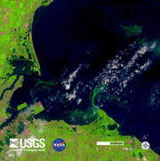 Satellite View of coast used to Track Algal Threat to U.S. Freshwater