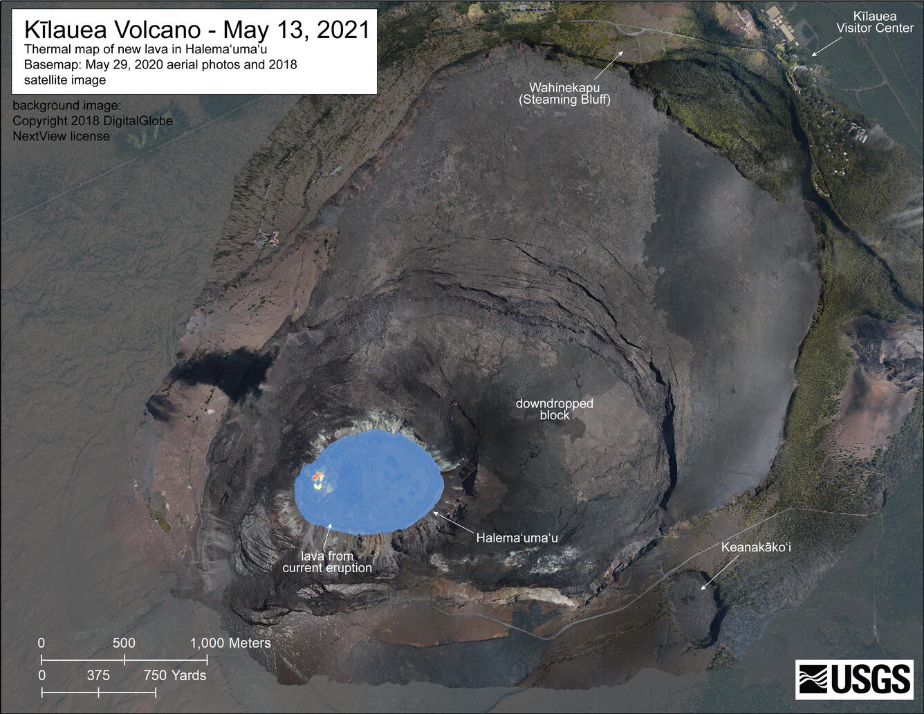 May 13, 2021—Kīlauea summit eruption thermal map constructed from aerial imagery