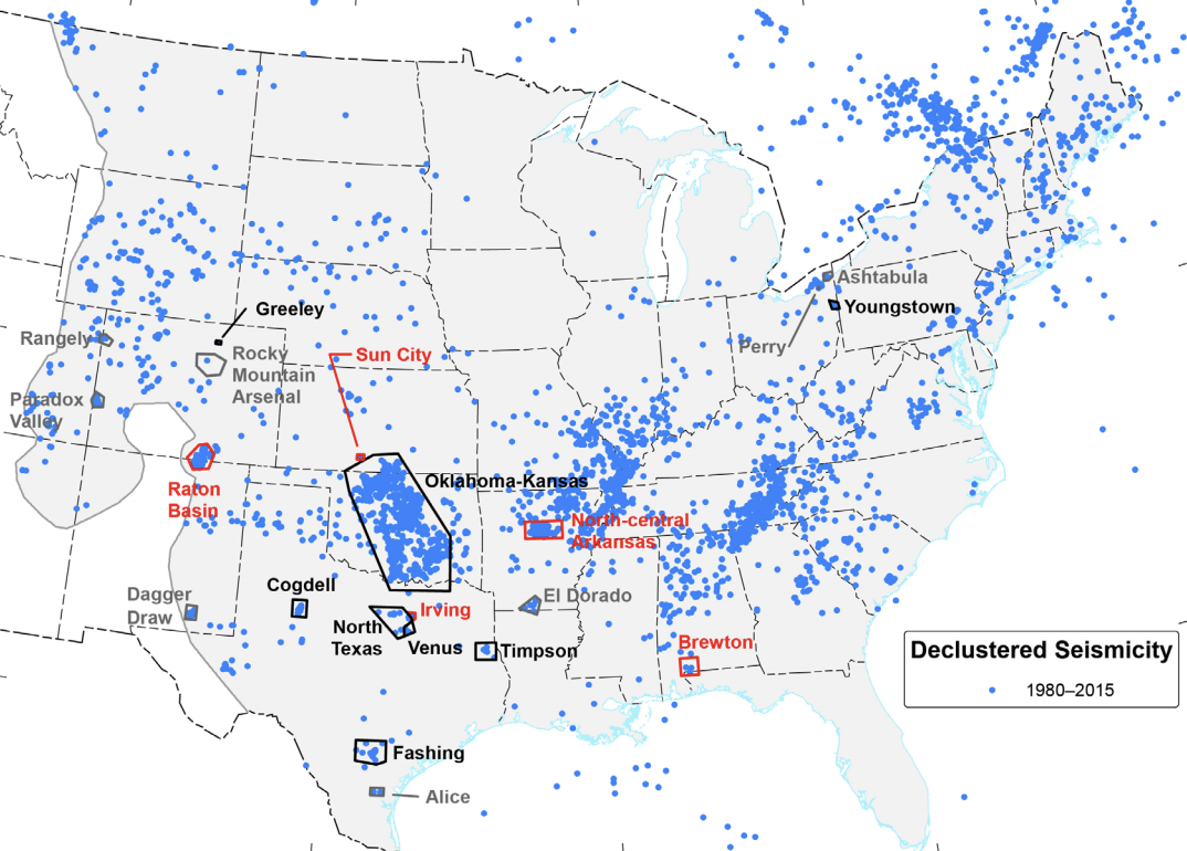 map of us with blue dots and outlined areas