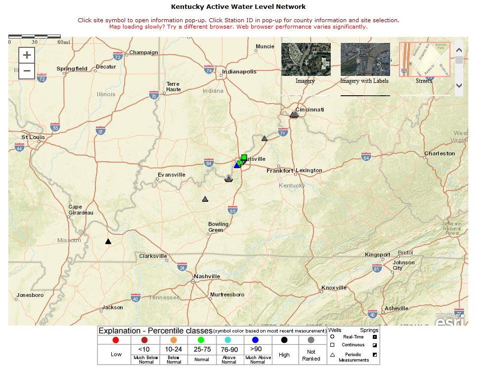 Kentucky Groundwater Networks Site Location Map