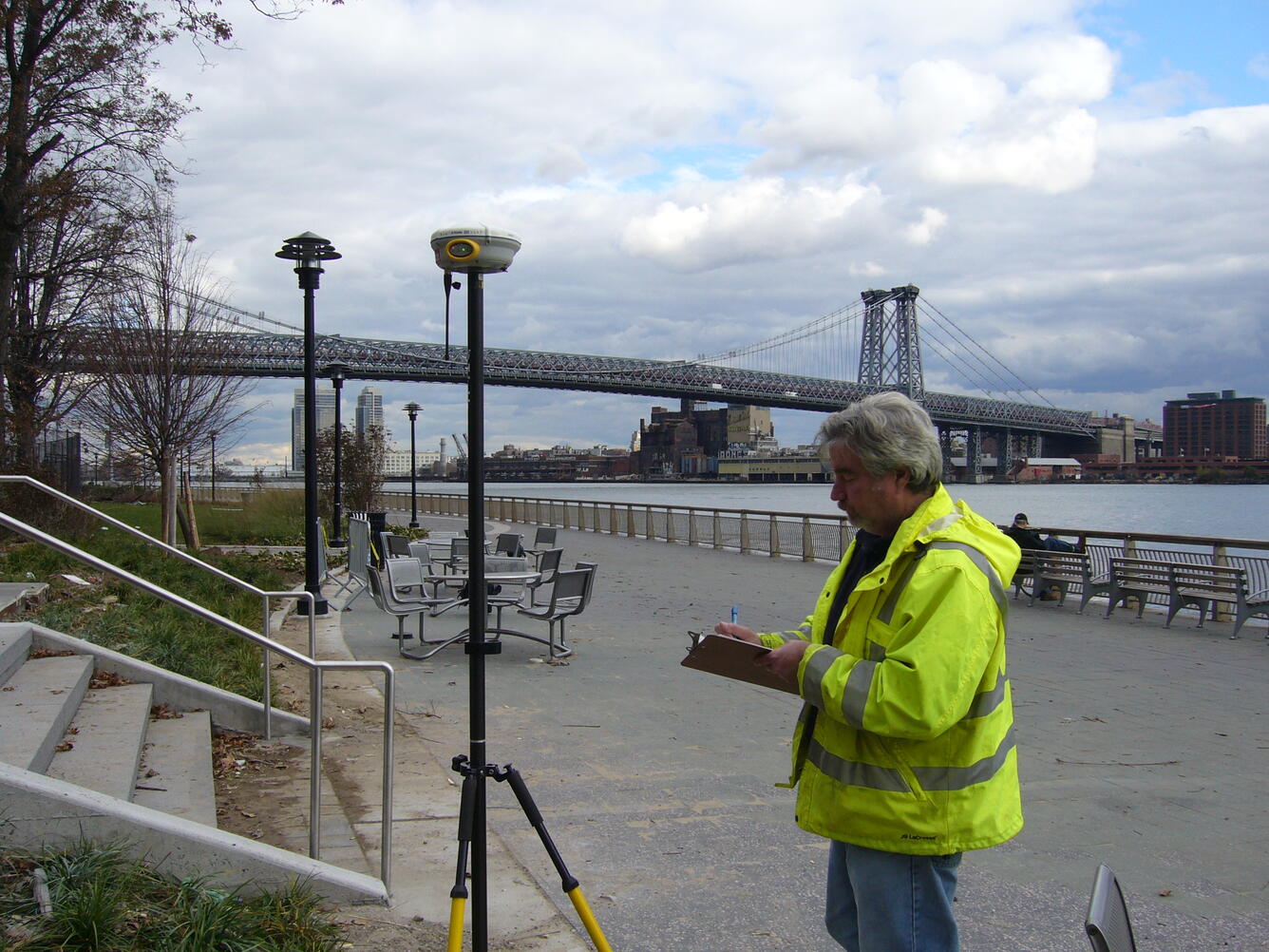 Technician using GNSS