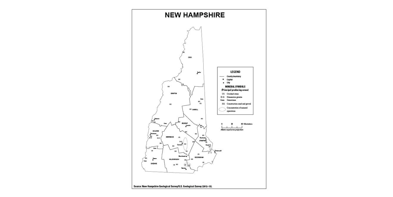 Screenshot of New Hampshire mineral commodity producing areas map from 2012-2013 Minerals Yearbook