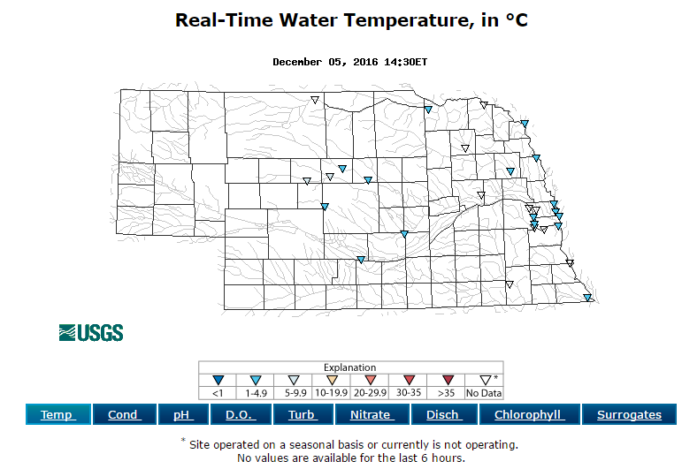 Screen shot of WaterQualityWatch for Nebraska