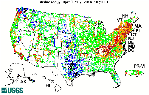 Current streamflow conditions map