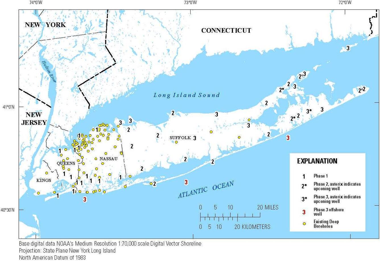 map of Long Island potential sites for drilling