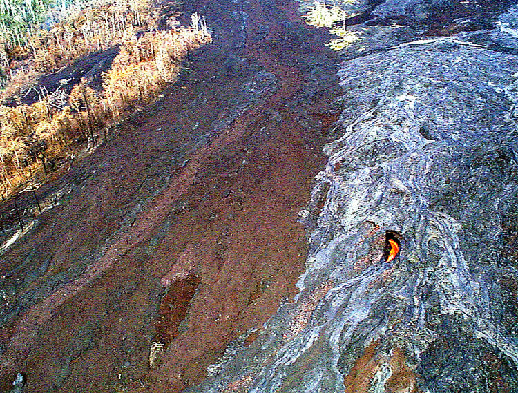 Vent-fed `a`a lava flow from January 14, 1998