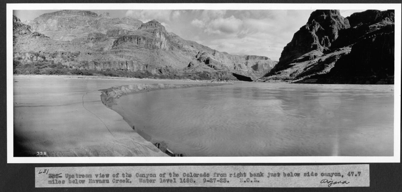 View upstream of Colorado River near Parashant Canyon (River Mile 201), 1923