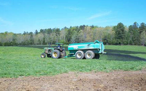 Image of land application of municipal biosolids in Orange County, NC.