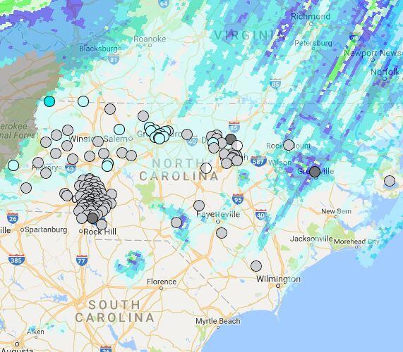 Image of rainfall map for North Carolina