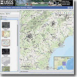 Water Data Mapper interface, to explore water data for GA, NC, and SC.