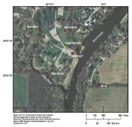Groundwater site locations on White River near Carmel, IN