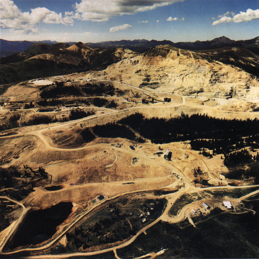 Aerial view of mine site at Summitville, CO