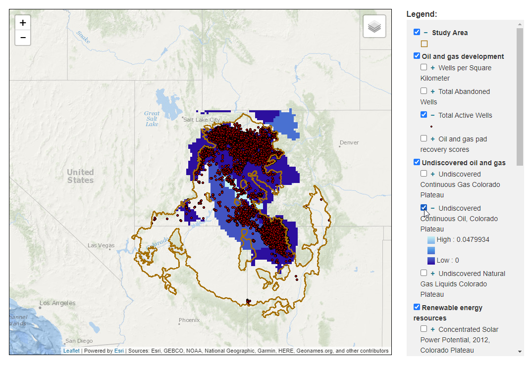Interactive map for Southwest Energy Exploration, Development, and Drought (SWEDD)