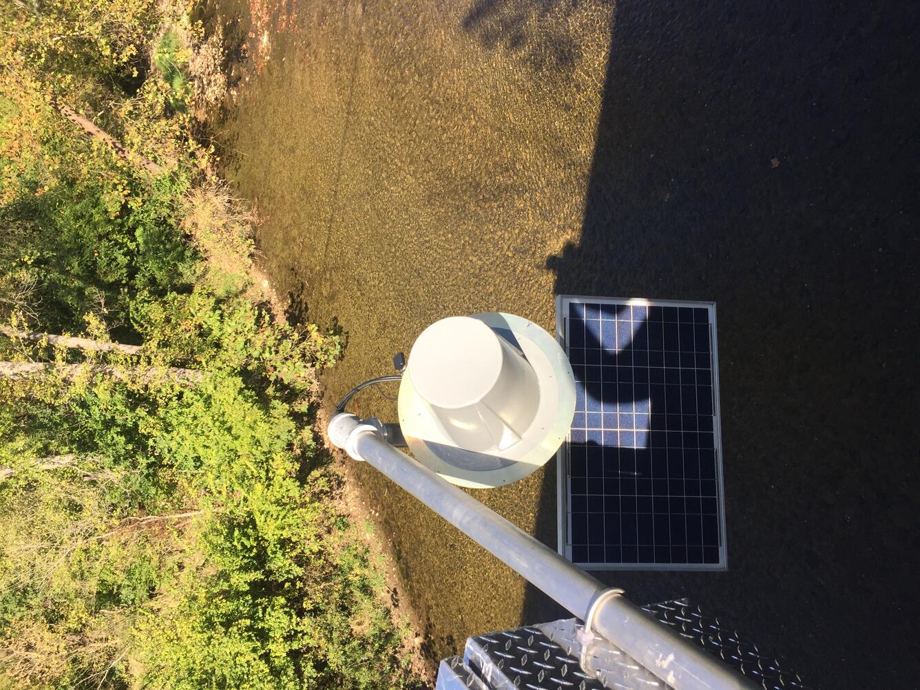 East Fork Whitewater River at Richmond IN - gage solar panel