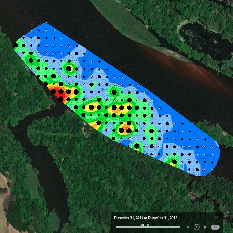 Sample graphic of mussel density contours