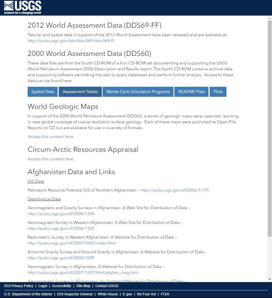 World Oil and Gas Assessment Downloadable Data Page